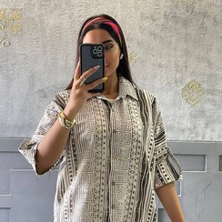 تصویر شومیز لینن طرح دار 