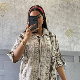 تصویر شومیز لینن طرح دار 