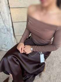 تصویر دامن ساتن بلند 