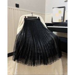 تصویر دامن زنانه پلیسه گیپور مشکی سایز ۴۶ 