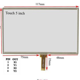 تصویر تاچ اسکرین 5 اینچ مقاومتی 4 پین Touch 5 inch 