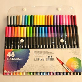 تصویر راپید براش 48 رنگ روان نویس نوک نمدی نوک براش و 0.4 میل پایه آب