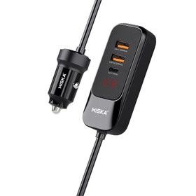 تصویر شارژر فندکی 120 وات 4 پورت هیسکا HISKA HCC-327 Hiska HCC-327 120W Car Charger 4Port