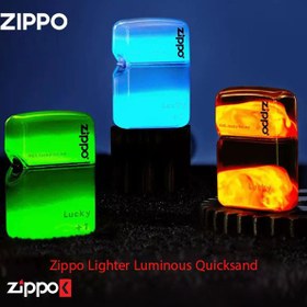 تصویر فندک زیپو طرح شن‌های شبرنگ | فندک Zippo 