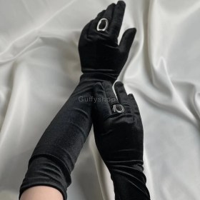 تصویر دستکش مخمل مشکی 