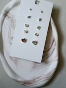 تصویر پک گوشواره ۵ تایی نقره ای 