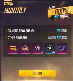 تصویر شارژ سریع پک ماهانه فری فایر Fast recharge of Free Fire monthly pack