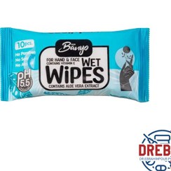 تصویر دستمال مرطوب بانیو مدل ece ده عددی _ Banyu wet wipes, ece model, 10 pieces 