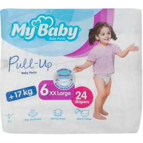 تصویر پوشک کامل بچه سایز 6 مای بیبی 24 عددی مدل pull up ا My baby diaper size 6 pack of 24 My baby diaper size 6 pack of 24