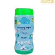 تصویر دستمال مرطوب کودک بیبی لند حاوی عصاره آلوئه ورا بسته ۷۰ عددی 