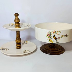 تصویر سرویس پذیرایی چوب و سرامیک ۴ تیکه 