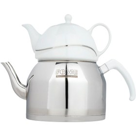 تصویر کتری و قوری 2.5 لیتری استیل لوله دار فورته Forte Kettle and Teapot set _2.5 Litter