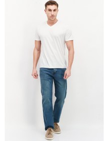 تصویر شلوار جین کشی مردانه با فیت معمولی و کمر متوسط، آبی برند french connection Men Regular Fit Mid Waist Stretchable Denim, Blue