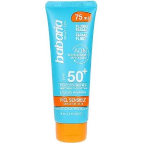 تصویر فلوئید ضد آفتاب بی رنگ باباریا SPF 50 مدل SENSITIVE ‌مناسب برای پوست‌های حساس حجم 75 میلی‌لیتر 