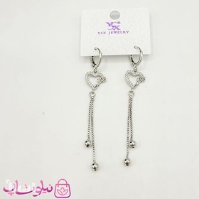 تصویر گوشواره آویز دخترانه YSX مدل قلب نقره ای کد 891 کد 1509851 