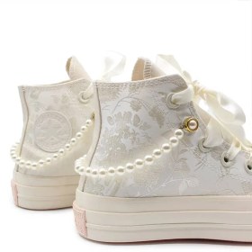 تصویر کتانی کانورس ساقدار مدل مرواریدی رنگ سفید - ۳۶ Converse high top morvarid
