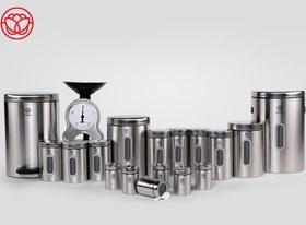 تصویر Uranus 18-Piece Cylindrical Stainless Steel Kitchen Canister – Cylindrical Design with Color Options 