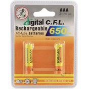 تصویر باتری نیم قلمی قابل شارژ CFL مدل 650mah AAA بسته 2 عددی CFL 650mah Rechargeable AAA Battery - Pack of 2