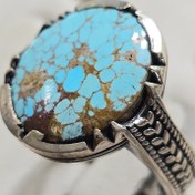 تصویر انگشتر نقره مردانه فیروزه نیشابوری معدنی 