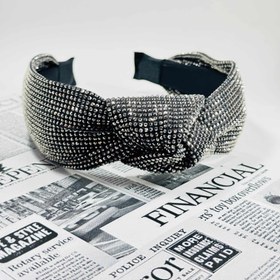 تصویر تل سر گره ای نگینی - سفید 