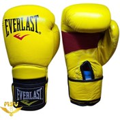 تصویر دستکش بوکس چرم اورلست EVERLAST حرفه‌ای آتل‌دار 12 اونس 