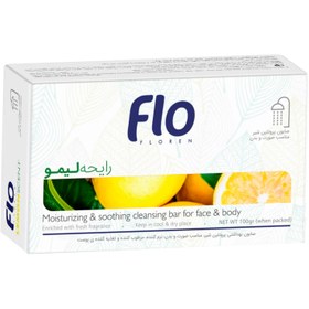 تصویر صابون پروتئین شیر فلو با رایحه لیمو مقدار 100 گرم Flo Lemon Scent Cleansing Soap-100g