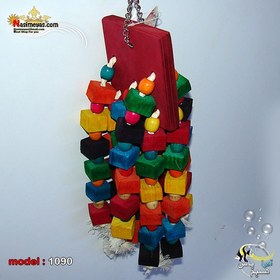 تصویر اسباب بازی پرنده آویز چوبی کد ۱۰۹۰ Toys for ornamental birds 1090