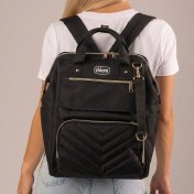 تصویر کوله پشتی لوازم نوزاد طرح چیکو مشکی | کیفیت مشابه اصل، جادار و ضد آب | کانگومام 