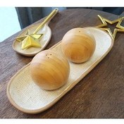 تصویر نمکدان و فلفل‌پاش چند رنگ نمکدون 2 فلفل قفل نمکی توپ بامبو به شکل بالا LOVYCO 