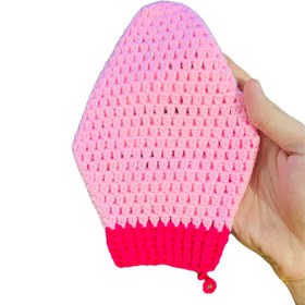 تصویر لیف دستباف حمام مدل توت‌فرنگی C076 