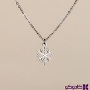 تصویر گردنبند مدل برف استیل نقره ای 