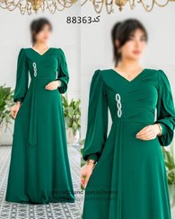 تصویر پیراهن مجلسی زنانه ماکسی مدل دیبا رخ سایز ۴۶ رنگ سبز 