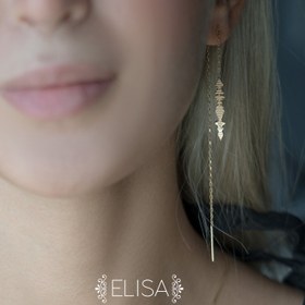 تصویر گوشواره فرکانس صدا مدل Elisa طلای ۱۸ عیار 