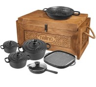 تصویر سرویس چدنی نالینو 10 پارچه مدل بونا Bona با جعبه چوبی 