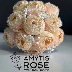 تصویر دسته گل عروس مدل پیونی 604# 