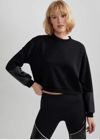 تصویر سویشرت ورزشی DeFactoFit Oversize Fit Crew Neck زنانه مشکی دیفکتو 