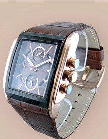 تصویر ساعت هومیس مردانه hm23263s01صفحه چهارگوش سه موتوره دیت بند چرم قهوه ای Homies men's watch hm23263s01