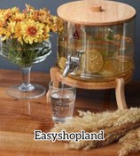 تصویر کلمن شیشه ای چوبی یک طبقه گنجایش ۴ لیتری | کلمن شیشه ای کوچیک | کلمن شیشه ای مناسبت ها جشن تولد جشن عقد جشن نامزدی عروسی مهمانی ها بزرگ و کوچک مناسب ها 