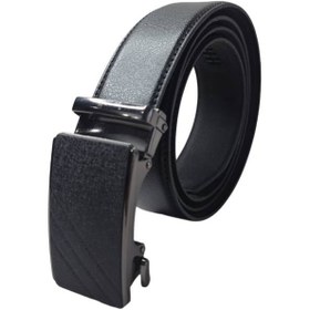 تصویر کمربند چرم مردانه مدل ریلی مشکی 