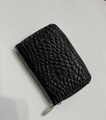 تصویر جاکارتی چرم آکاردئونی دورزیپ مشکی سنگی 