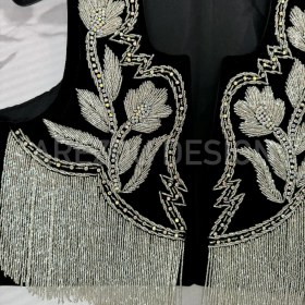 تصویر سخمه مخمل آویزدار نقره ای کد 1122 