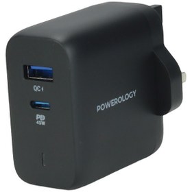 تصویر شارژر دیواری فست شارژ Powerology PWCUQC004-C 2Port QC3.0 PD 3A 45W + کابل تبدیل تایپ سی Powerology PWCUQC004-C 2Port QC3.0 PD 3A 45W Fast Wall Charger With Type-C To Type-C Cable