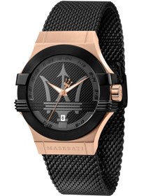 تصویر ساعت مردانه پوتنزا با صفحه مشکی و بند استیل مشبک مدل R8853108010 - 42mm برند maserati Potenza Men Black Dial Stainless Steel Mesh Watch R8853108010 - 42mm