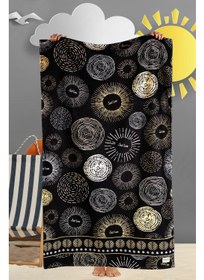 تصویر حوله ساحلی داغ 80 در 150 سانتی‌متر. فقط عشق مشکی برند hamur Dough Beach Towel 80 x 150 cm. Just Love Black