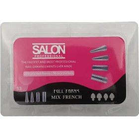 تصویر قالب موقت کاشت ژل ناخن میکس در 4 طرح 288 عددی با اسمایل پیپیر 4 فرم 96 عددی سالن salon کد Temporary mold for nail gel implantation , mix in 4 forms 288 pieces and 4 forms stickers 96 pieces / Salon brand / code: