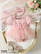 تصویر پیراهن نوزاد شیک آستین پفی پرنسسی 