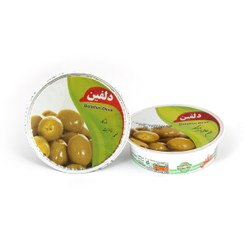 تصویر زیتون پرورده تک نفره دلفین - 100 گرم بسته 75 عددی 