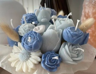 تصویر باکس شمع گل بابونه،لاله،پیونی،رز،تدی 