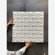 تصویر دیوارپوش فومی کد مربع مشبک سفید پشت چسبدار