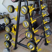 تصویر رک باربل 10 عددی قلاب رنگی مدل Kv987 Barbell rack with 10 colored hooks model Kv987